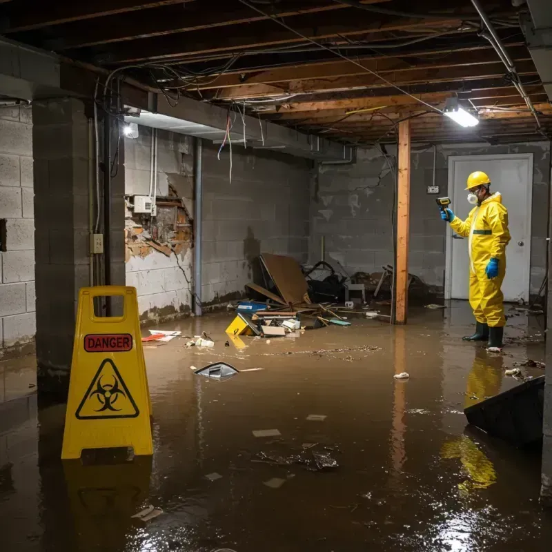 Flooded Basement Electrical Hazard in Whitehall, MI Property